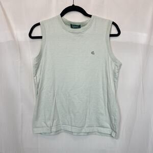 Lauren Ralph Lauren striped sleeveless t shirt embroidered LG 100% cotton preppy